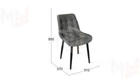 Стул BOSTON Черный муар, Велюр V003 темно-серый