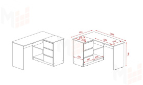 Стол Челси угловой (сонома/белый глянец)