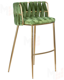Стул барный DOBRIN EMMA GOLD (зеленый велюр (VF-08))