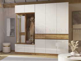 Шкаф Роджина 3-х створчатый (дуб крафт/белый глянец)