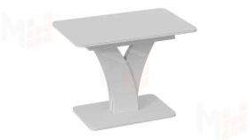 Стол обеденный раздвижной Люксембург Тип 2 Белый, Стекло белое матовое