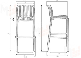 Стул барный DOBRIN CHLOE BAR (белый)