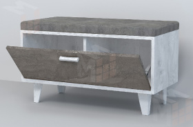 Обувница Об-1 Эго на ножках Бетон Светлый/Камень Темный