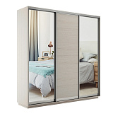 Шкаф-купе Экспресс трио 2 зеркала 2400 (Ясень шимо светлый)