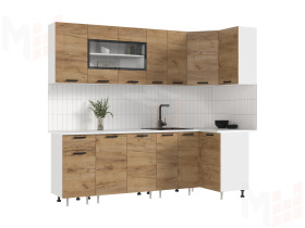 Кухня Рио New угловая 2,4*1,0 Дуб крафт/белый
