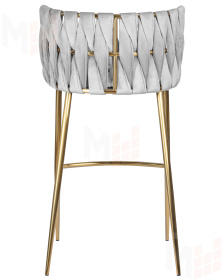 Стул барный DOBRIN EMMA GOLD (светло-серый велюр (135-37))