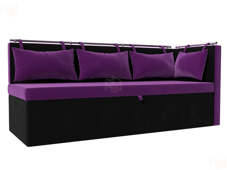 Кухонный диван Метро с углом справа (Фиолетовый\Черный)