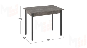 Стол Родос Тип 1 с опорой d40 Черный муар, Ателье темный