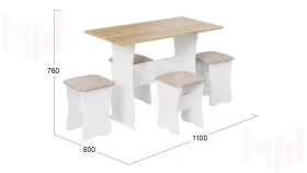 Обеденная группа тип 1 - МФ-101.006 Белый, Дуб Крафт золотой, Иск.замша Latte