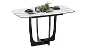 Стол обеденный Орфей Черный муар, Стекло глянцевое белый мрамор