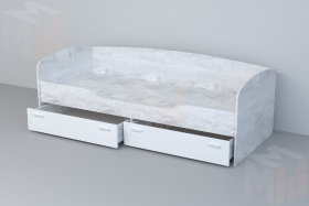 Кровать 016 Эго Бетон Светлый/Белый Глянец