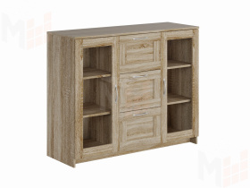 Тумба Сириус 2 двери со стеклом и 3 ящика 117*95 белый