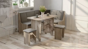 Кухонный уголок Техас Исп.1 Дуб Сонома трюфель, Экокожа коричневая