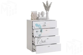 Комод  Гламур белый/белый глянец