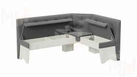 Кухонный уголок Барселона Дуб крафт белый, Микровелюр Duna Steel