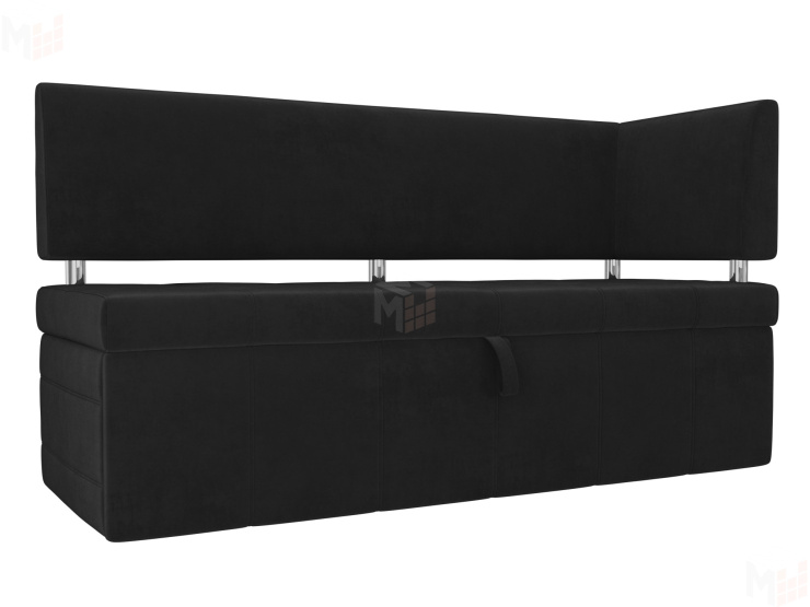 Кухонный прямой диван Стоун с углом (Черный)
