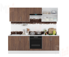 Кухня Европа 2,4 с витриной (мор. дерево)
