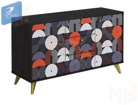 Комод Фьюжн Арт КМ-003 камень угольный/Vinil