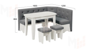 Кухонный уголок Барселона Дуб крафт белый, Микровелюр Duna Steel