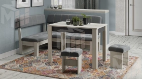 Кухонный уголок Альфа - МФ-100.001 Дуб крафт белый, Антрацит, Велюр Серый