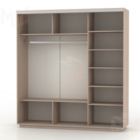 Шкаф-купе Экспресс Фото трио 2100 Башня (дуб молочный)