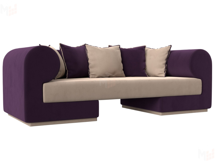 Прямой диван Кипр (Бежевый\Фиолетовый)