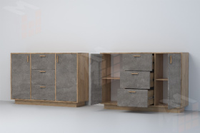 Комод К-2 ПД Эго Дуб Крафт Золотой/Камень Темный