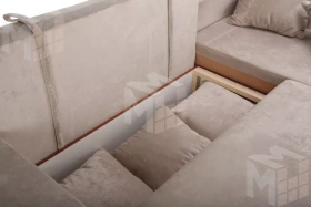 Диван угловой Марго Бежевый Левый Велюр