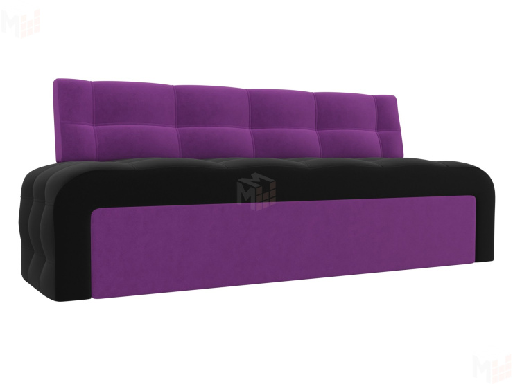 Кухонный прямой диван Люксор (Черный\Фиолетовый)