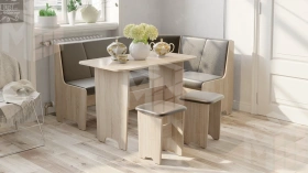 Кухонный уголок Техас Исп.1 Дуб Сонома, Экокожа коричневая