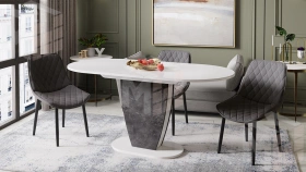 Стул OSCAR Черный муар, Велюр L002 серо-бежевый