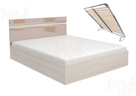Кровать Ненси 1,6 с подъемным механизмом (ясень/капучино глянец)