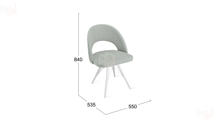 Стул Гэтсби К3 Белый матовый, Велюр Confetti Silver