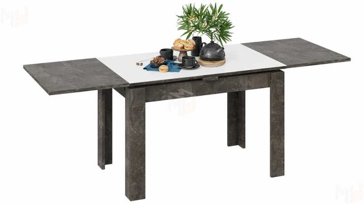 Стол обеденный Норман тип 1 Ателье темный, Стекло Белый глянец