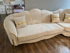 Диван Лара угловой 3-у-2 бежевый золото