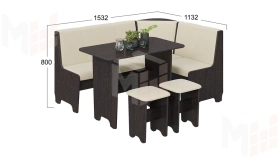 Кухонный уголок Техас Исп.1 Венге, Экокожа бежевая