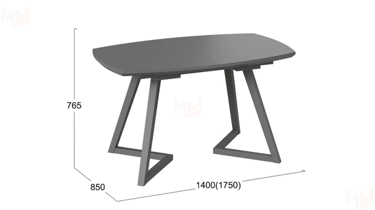 Стол обеденный TESCA 2 Графит, Стекло графит матовое