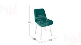 Стул OSCAR Белый муар, Велюр L006 бирюзовый