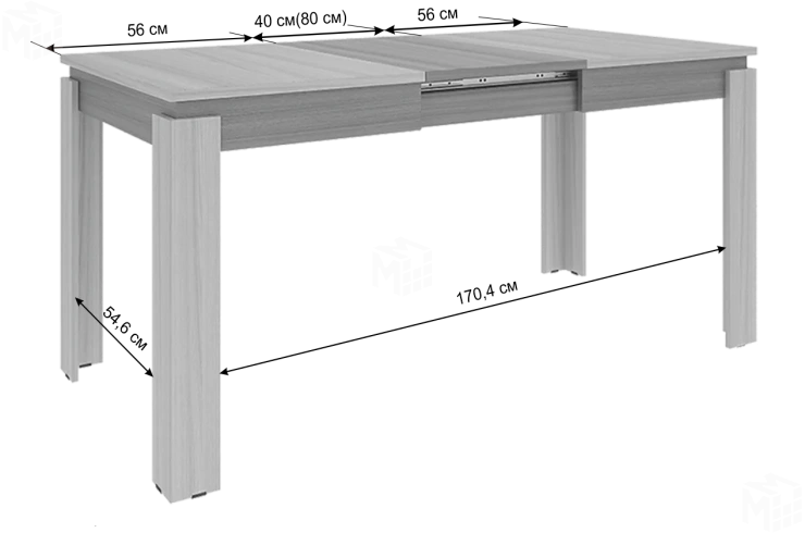 Стол обеденный раздвижной Гермес 2 графит/дуб крафт золотой