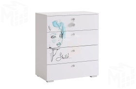 Комод  Гламур белый/белый глянец