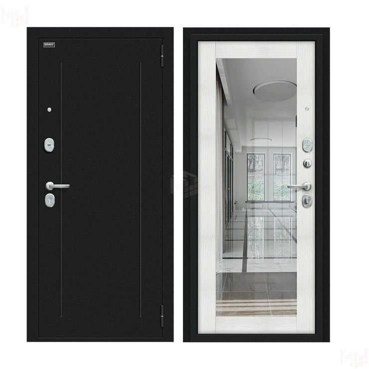 Входная металлическая дверь Флэш с зеркалом Bianco Veralinga