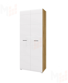 Шкаф Ненси 2-х дверный (дуб золотой/белый глянец)