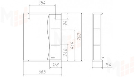 Зеркало-шкаф Волна 55 см правый