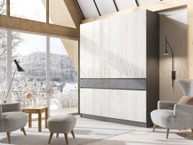 Шкаф Роджина 4-х створчатый (графит/крафт белый)