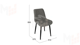 Стул OSCAR Черный муар, Велюр L002 серо-бежевый