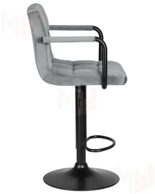 Стул барный DOBRIN KRUGER ARM BLACK (серый велюр (MJ9-75))