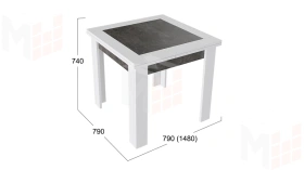 Стол раздвижной Хьюстон тип 3 Белый, Ателье темный