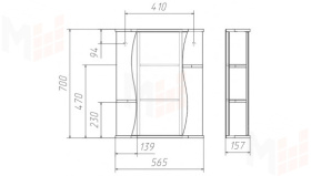Зеркало-шкаф Волна-2 55 см левый