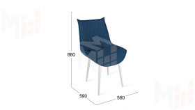 Стул Фэнди К1С  Белый матовый, Велюр Confetti Blue