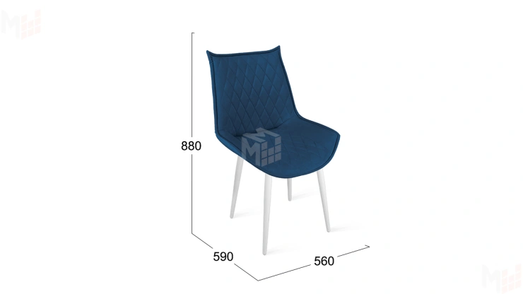 Стул Фэнди К1С  Белый матовый, Велюр Confetti Blue